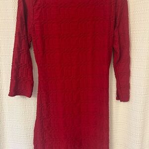 Max Studio Red Textured 3/4  Sleeve Dress